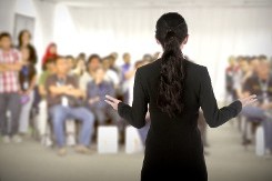 Woman Facing Audience