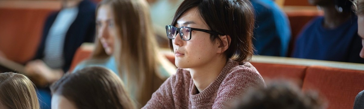 Auditorium, Asian student focus
